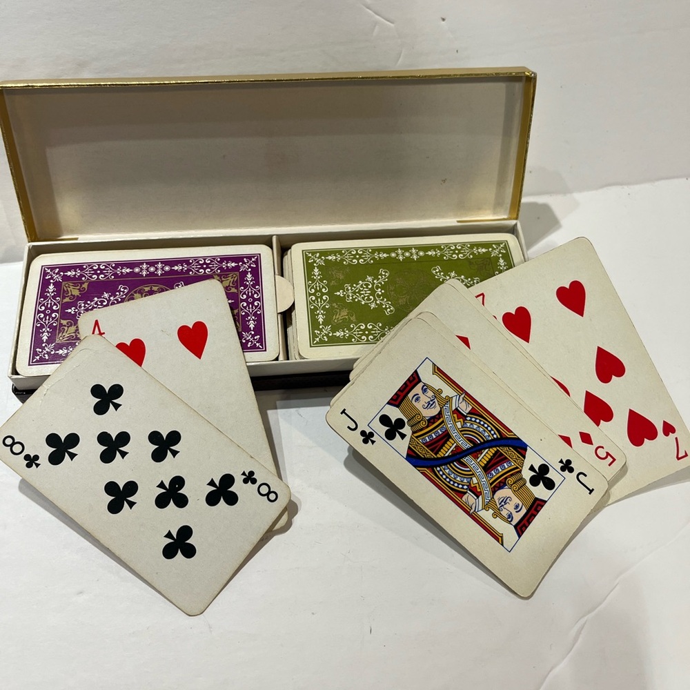 Vintage Kings Bridge Cadette double deck playing cards, with beautiful leather